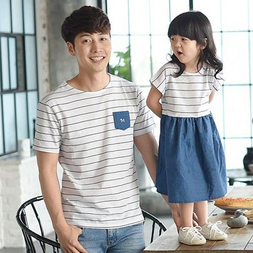 韓國 Monfimafi - 單寧條紋親子裝-爸比T恤