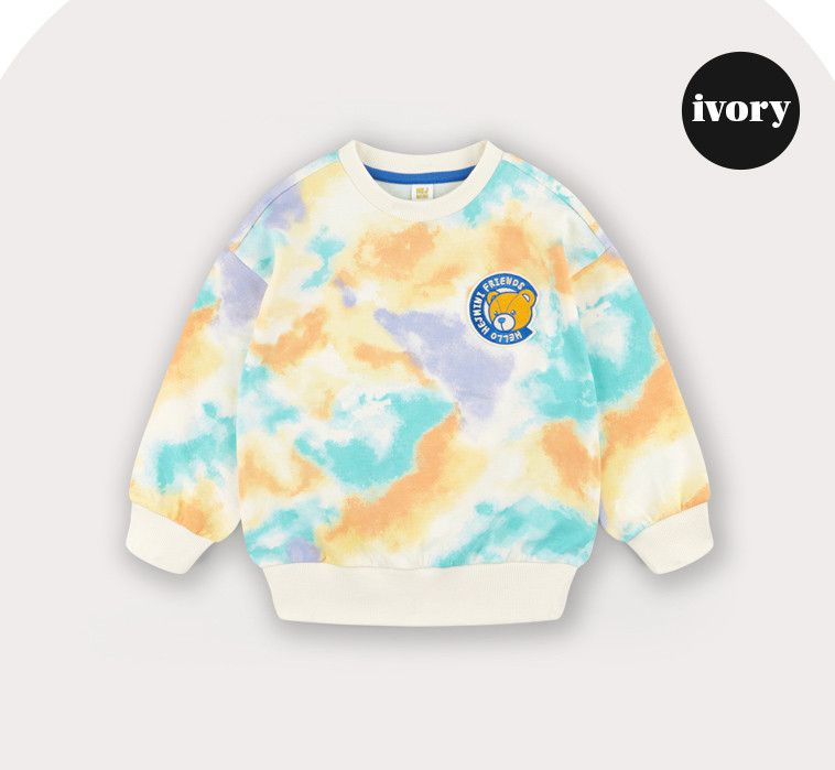 韓國 HEJMINI - 渲染熊熊徽章純棉T-象牙白