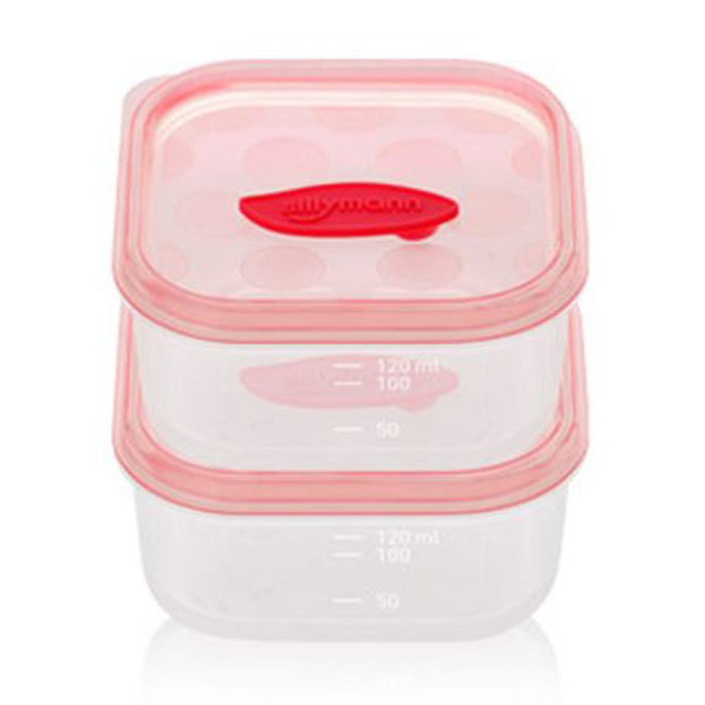 韓國 sillymann - 100%鉑金矽膠副食品保鮮盒-120ml(2入裝)-粉色-120ml