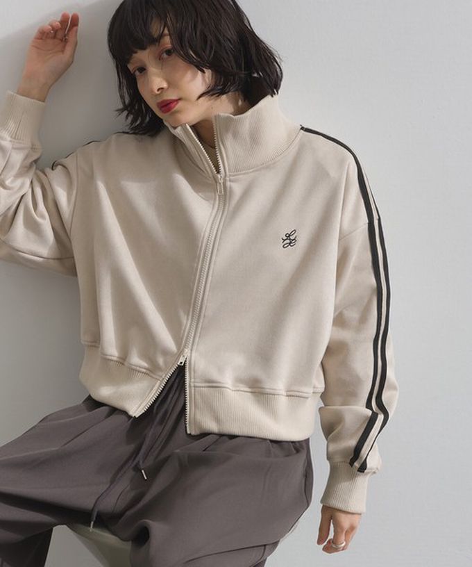 日本 ELENCARE DUE - 麂皮短絨休閒配色運動風夾克-粉紅