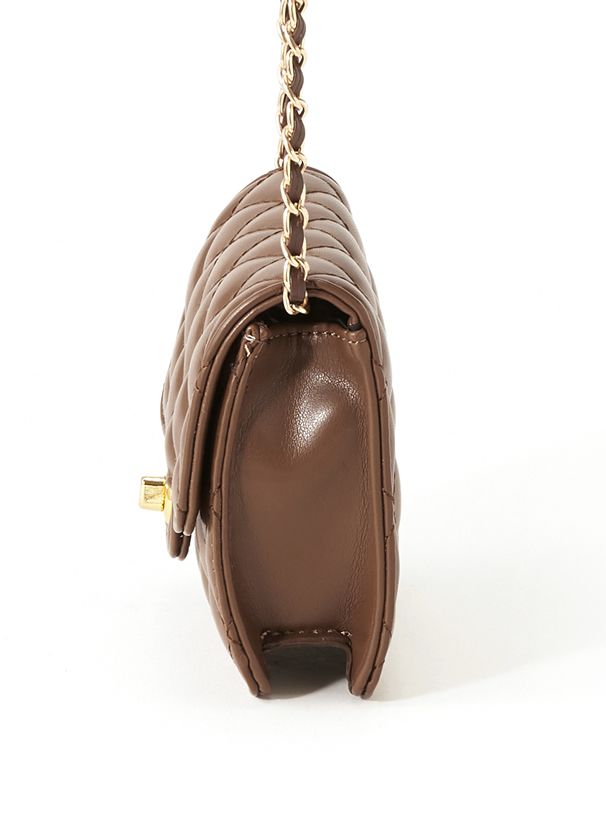 日本 GRL - 菱紋方型金屬鏈小包/側背包-米杏 (F)