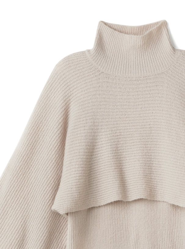 日本 GRL - 高領羅紋針織兩件式短版洋裝-知性黑