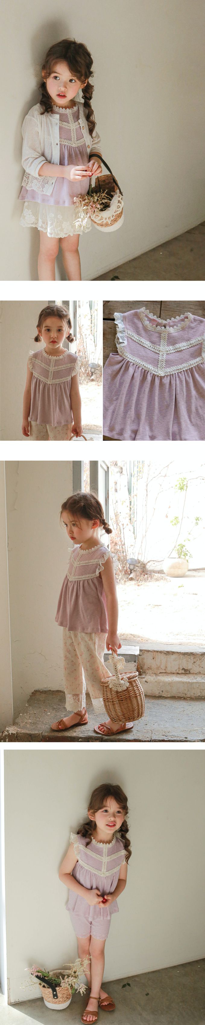 韓國 Puellaflo - 甜美網紗蕾絲邊袖背心-粉