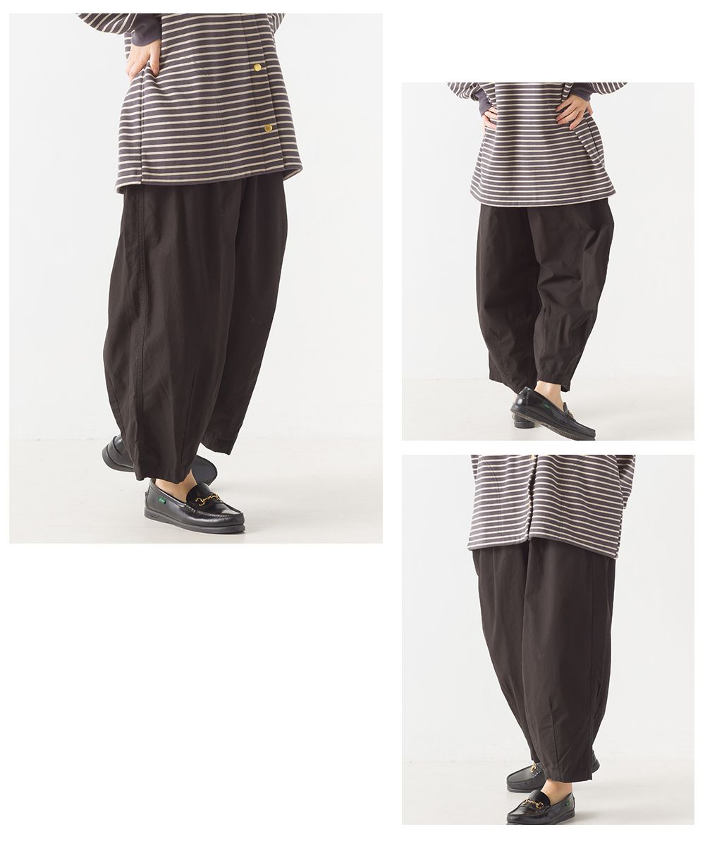 日本 OMNES - 繭型舒適休閒寬褲-一般款-卡其