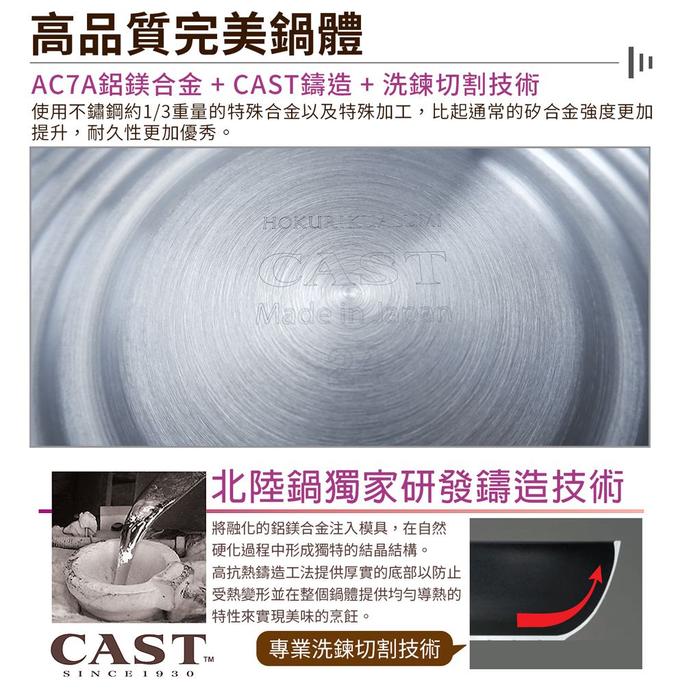 日本北陸 hokua - SenLen洗鍊系列輕量級平底鍋24cm(含蓋)可用金屬鏟