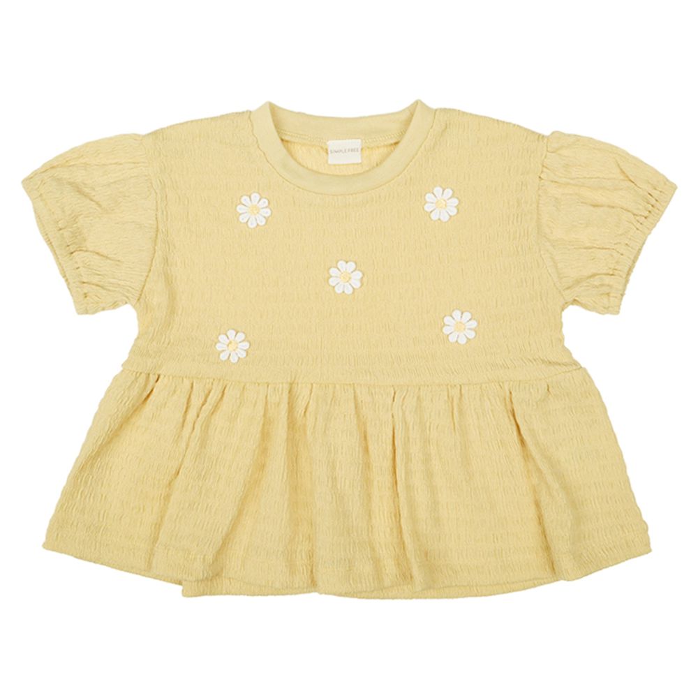 短袖T恤-小花-黃色