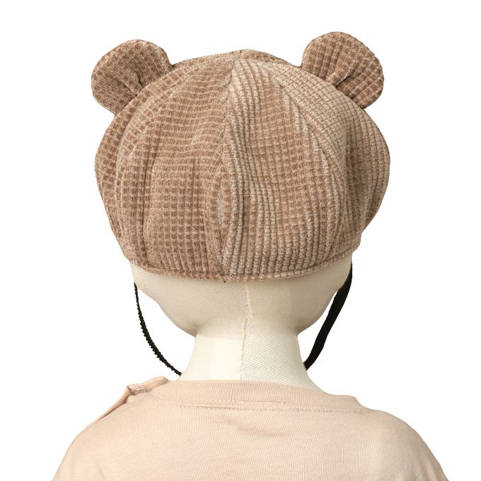 akachan honpo - 小耳朵貝蕾帽-燈心絨-咖啡色