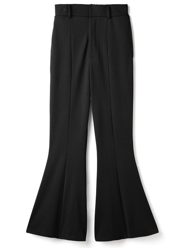 日本 GRL - 修長美腿微喇叭長褲-簡約黑