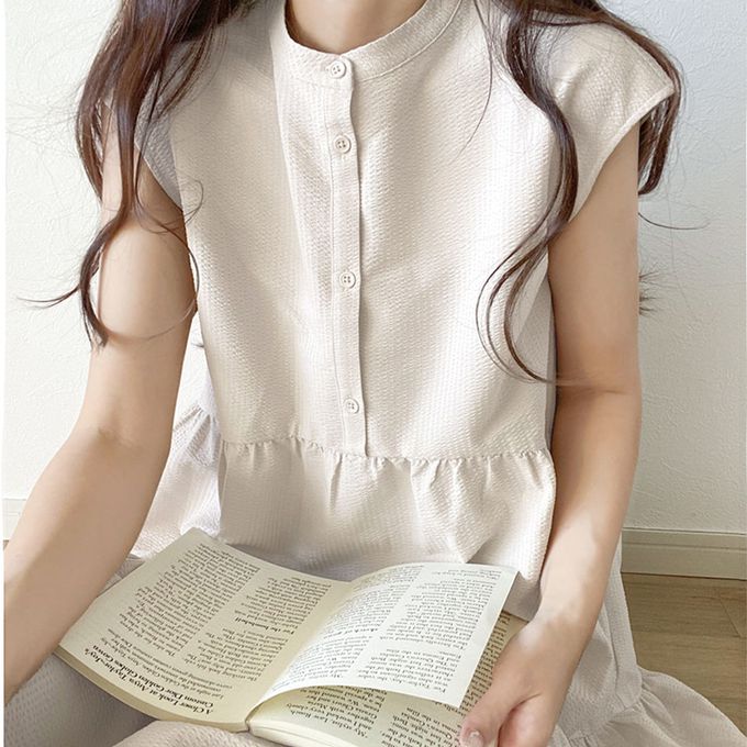 日本 Classical Elf - 襯衫式A字甜美法式袖洋裝-黑