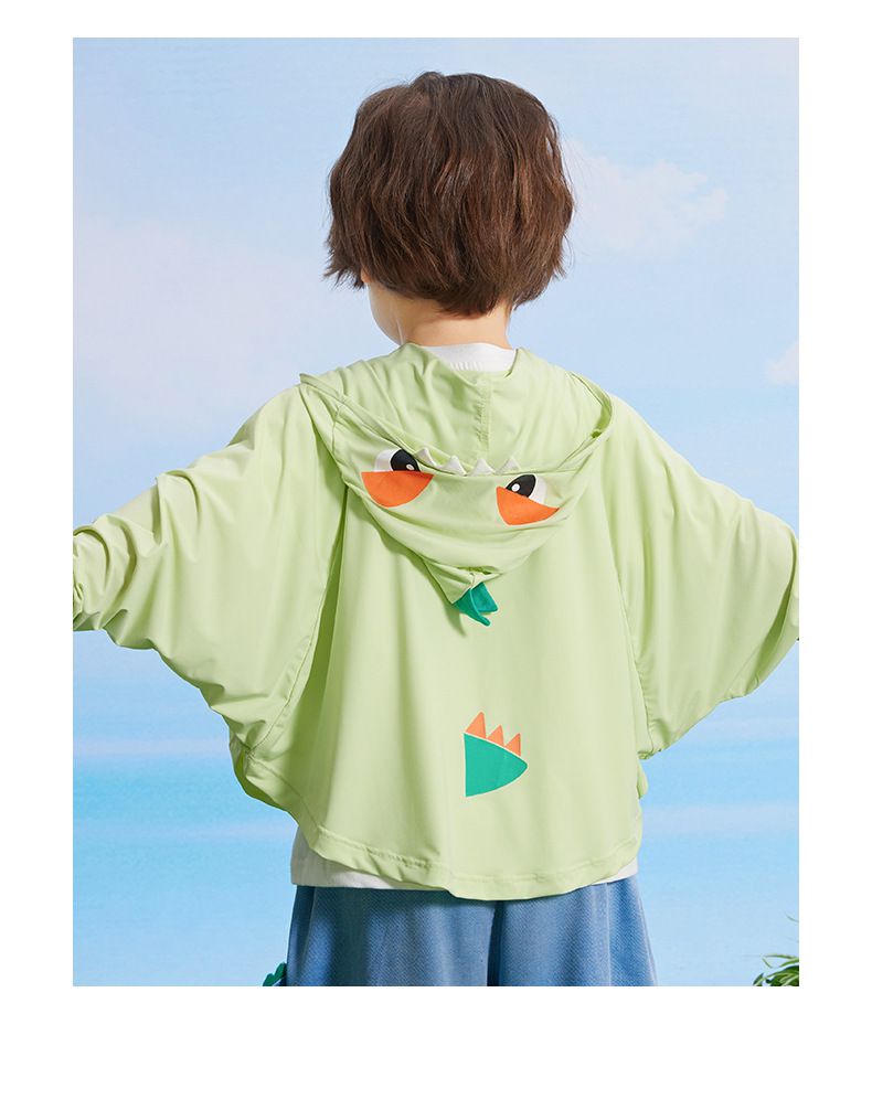 立體造型涼感連帽防曬外套/空調外套-小怪獸-淺綠色