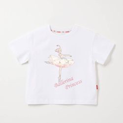 韓國 OZKIZ - 100%澳洲棉純粹呼吸短袖上衣-芭蕾少女-白
