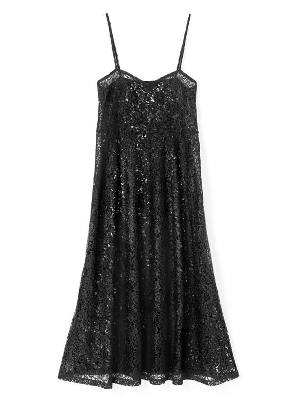 日本 GRL - 午夜緹花收腰兩件式吊帶洋裝-灰杏x黑