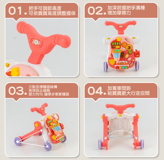 Kikimmy - 五合一聲光益智成長型玩具(搖搖馬/學步車/滑步車/滑板車/學習桌)-草綠色