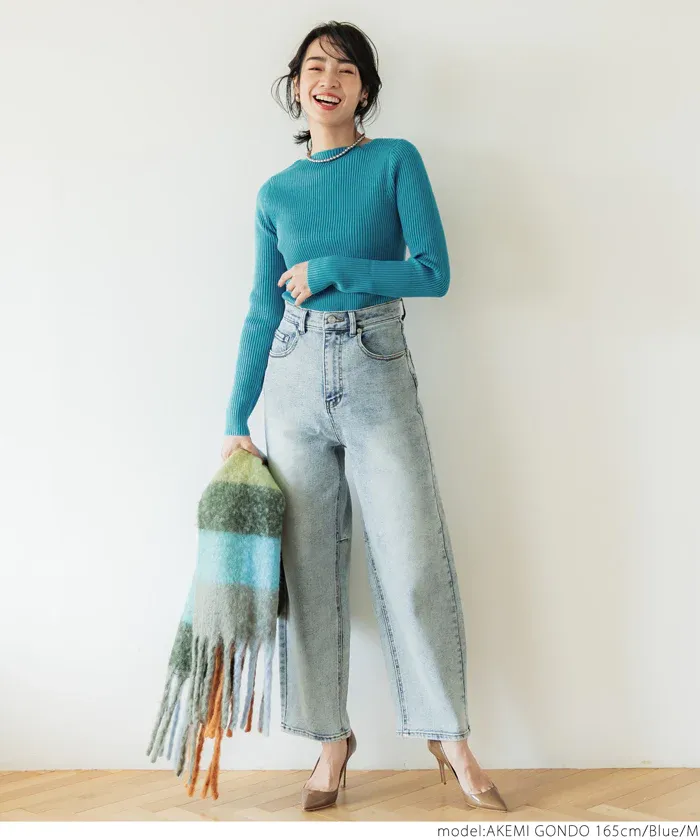 日本 COCA - 極上厚磅 彈性羅紋針織上衣-船型領-黑