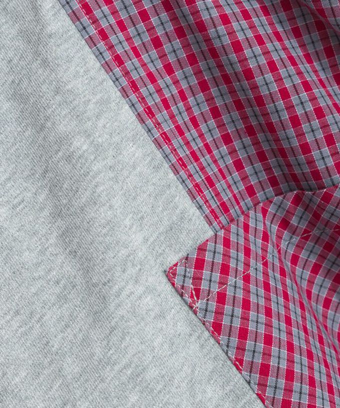 日本 Lupilien - 可愛格子拼接裏毛休閒襯衫-黑白