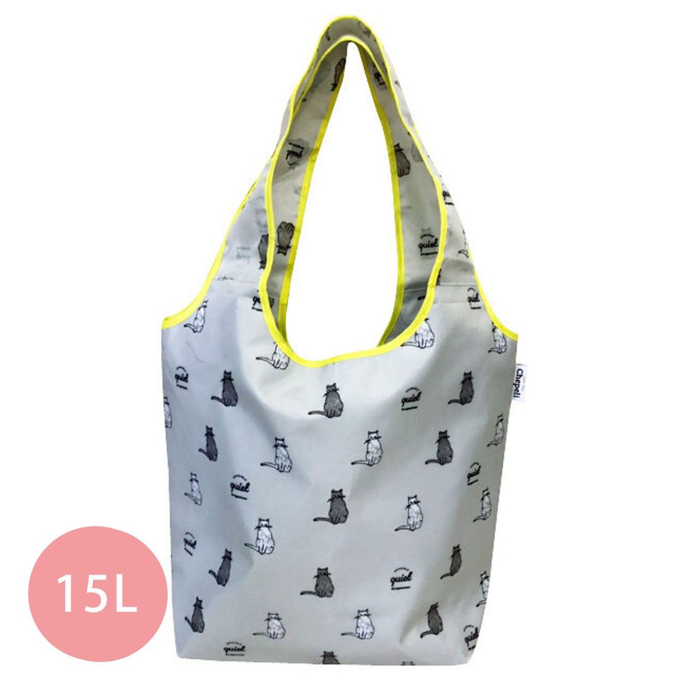 日本 Chepeli - 大容量保冷購物袋(可折疊收納)-貓咪-灰-15L/耐重10kg
