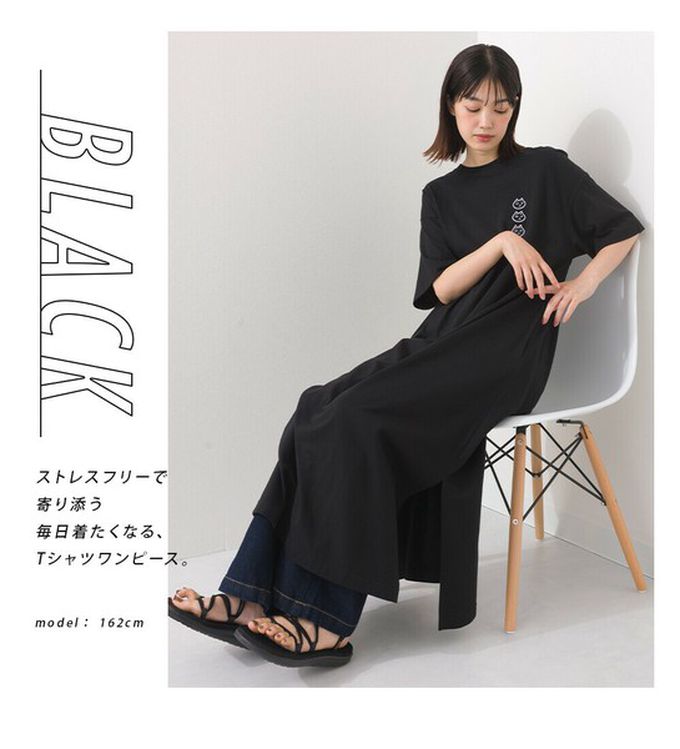 日本 OMNES - 黑貓短袖洋裝