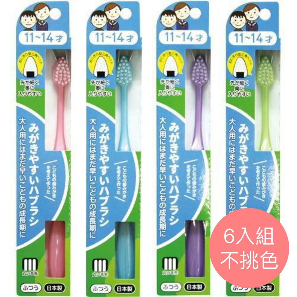 日本 Lifellenge - 牙刷職人 日本製兒童牙刷(11-14歲) 6入組-圓形刷毛-隨機出貨不挑色