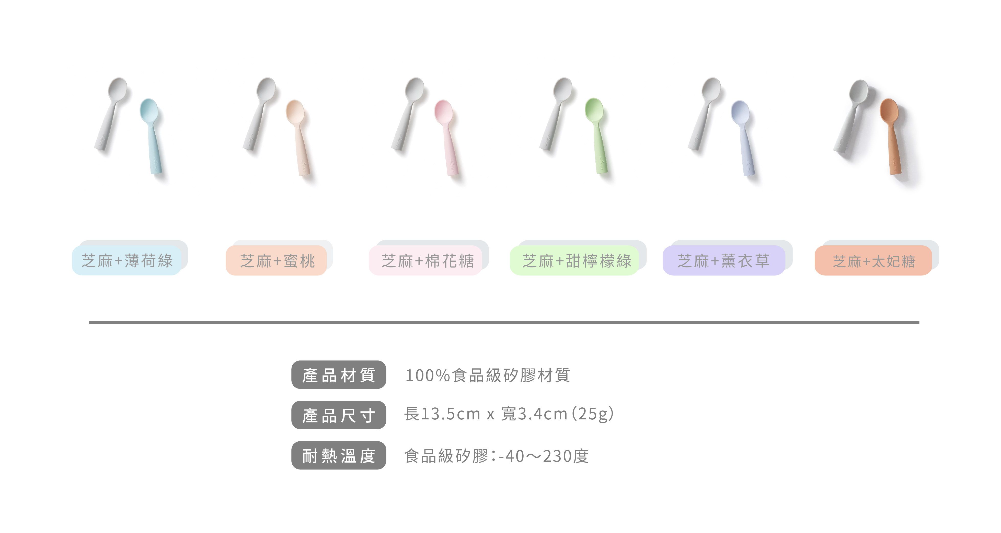 美國Miniware - 矽膠學習湯匙組 - 芝麻+蜜桃