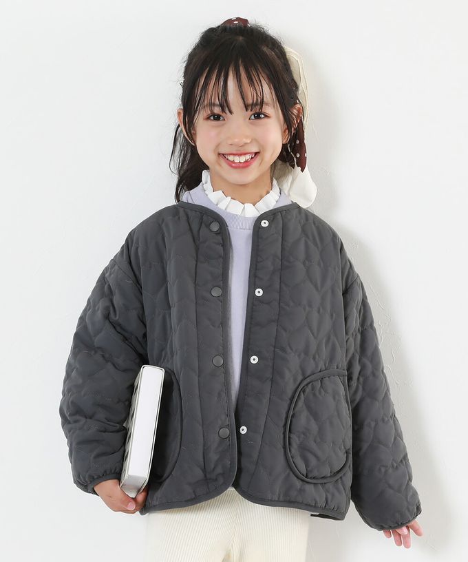 日本 devirock - [可機洗]心形絎縫雙面保暖科技羽絨外套-炭灰