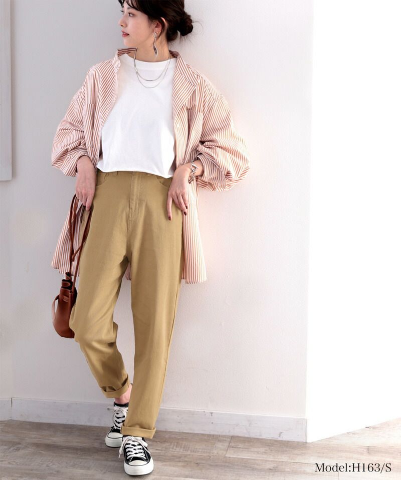 日本 Classical Elf - 透氣舒適百搭錐形美腿長褲-軍綠