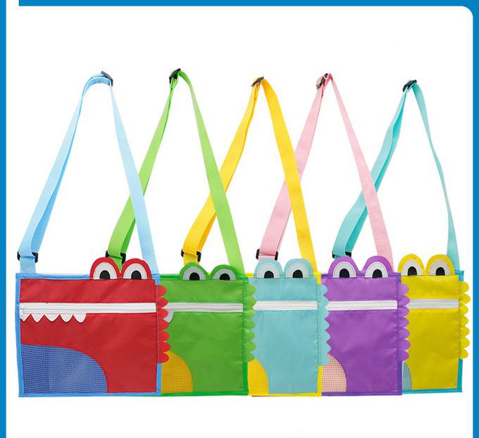 立體造型兒童斜背玩沙包-鱷魚-藍色 (20x23cm)