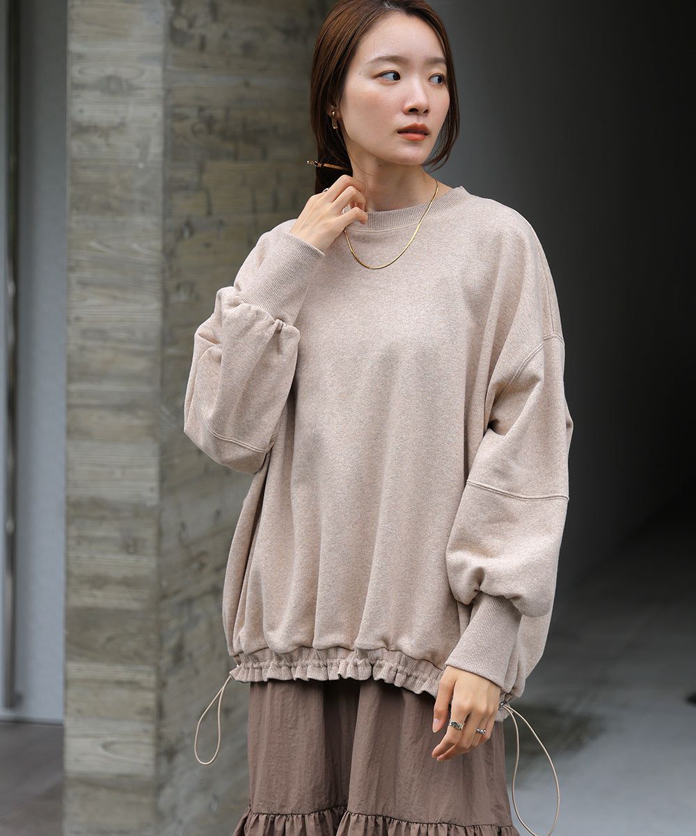 日本 Bab - 假二件拼接休閒束口長袖洋裝-咖棕系