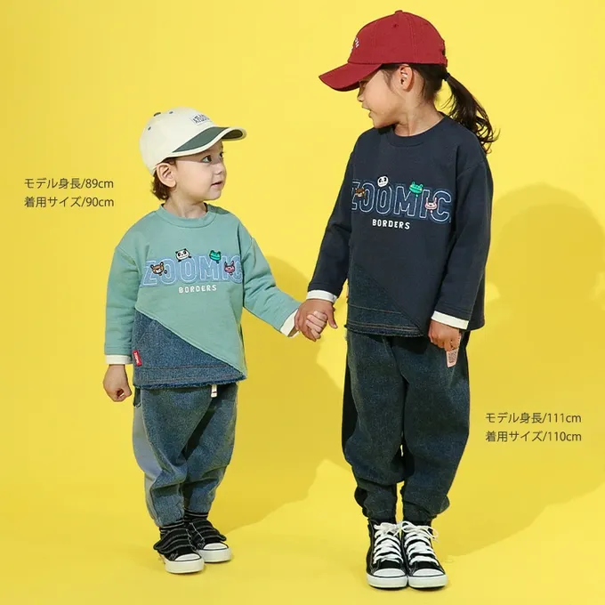 日本 ZOOLAND - 丹寧風小熊裏毛長袖上衣-品牌好朋友-薄荷綠