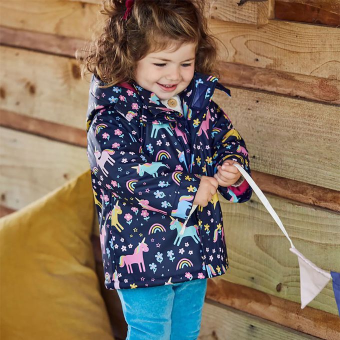 英國 JoJo Maman BeBe - 防雨/防風刷毛外套-獨角獸