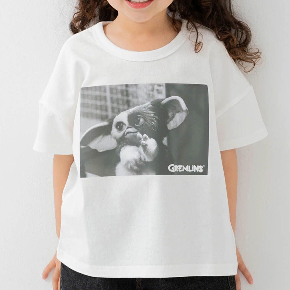 聯名款 100%純棉短袖上衣-電影角色小精靈(復古黑白)-白