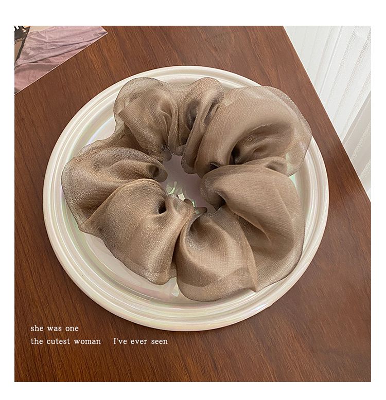 森林系雙層網紗大腸圈/髮圈-咖啡色