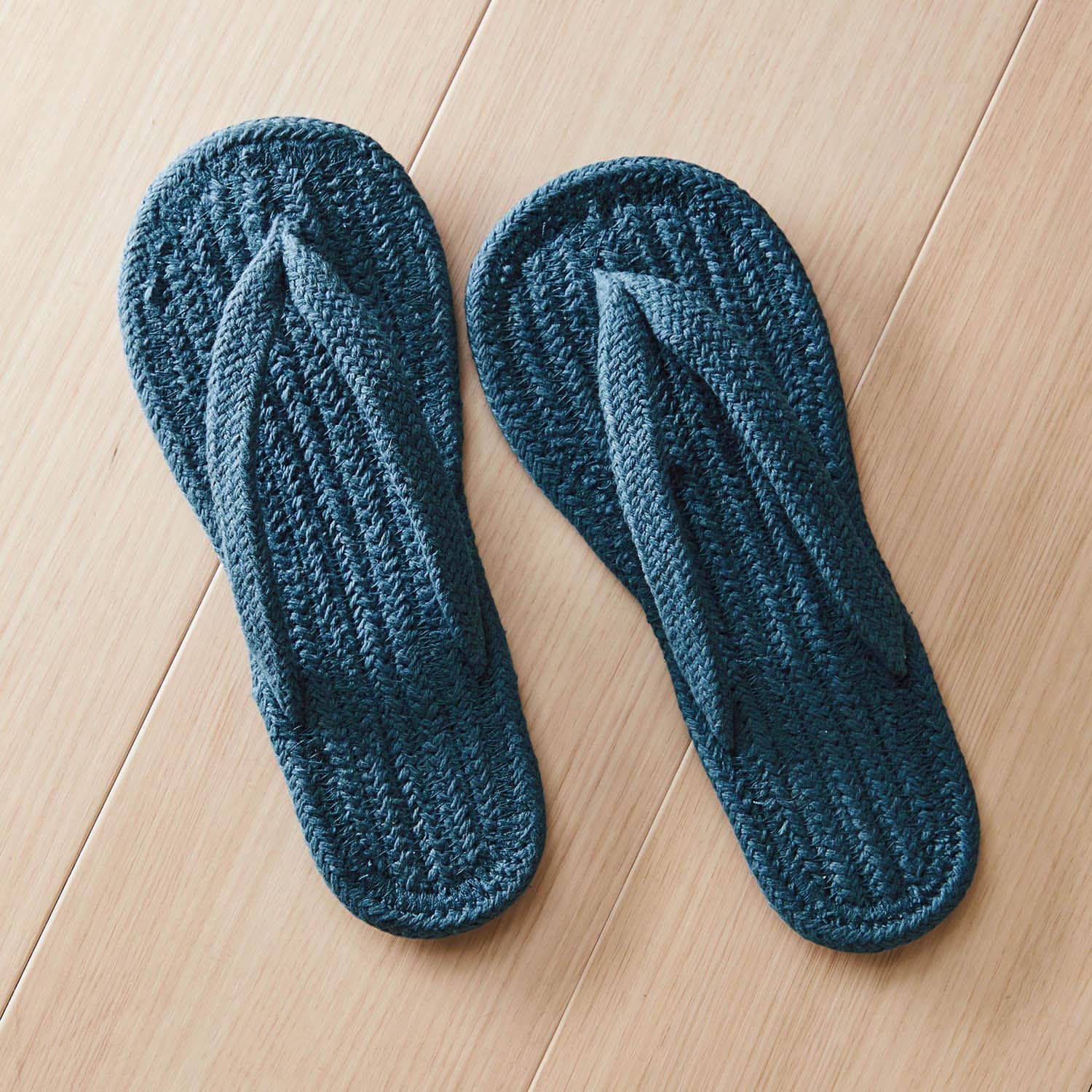 日本千趣會 - 夏日款 印度棉舒適夾腳室內拖鞋-海軍藍