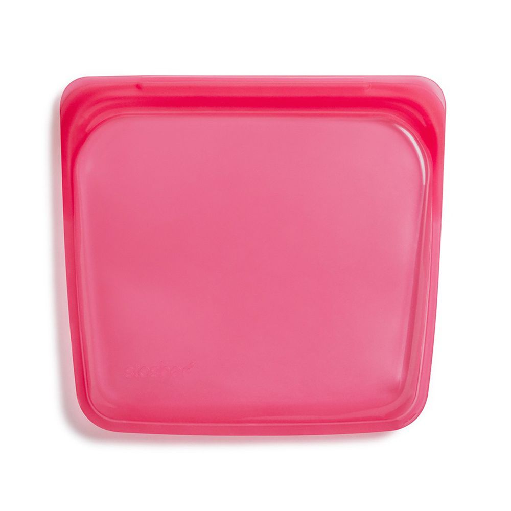 美國 Stasher - 食品級白金矽膠密封食物袋-Sandwich方形-野莓紅 (443ml)