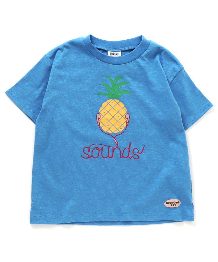 日本 BREEZE - 童趣音樂印花短袖上衣-向日葵黑膠-白