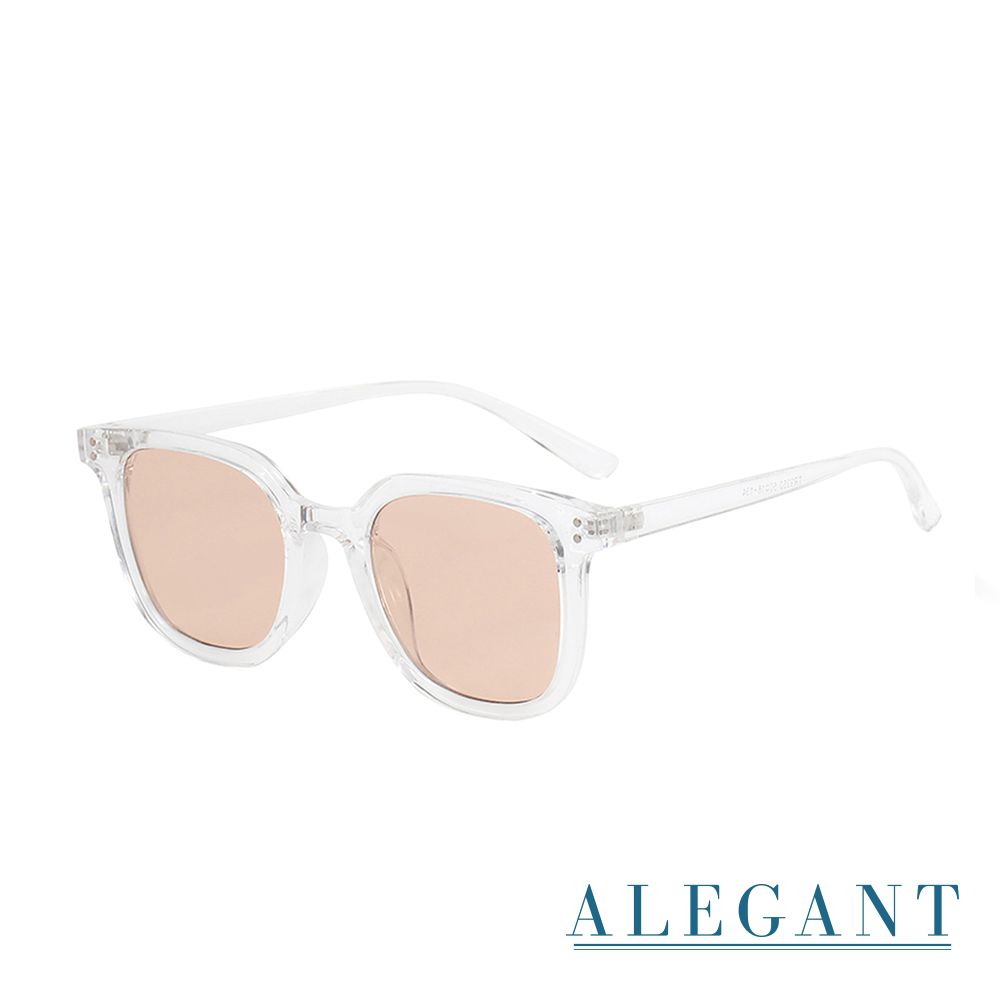 ALEGANT - 霜白棕韓版個性潮流方框墨鏡│UV400太陽眼鏡