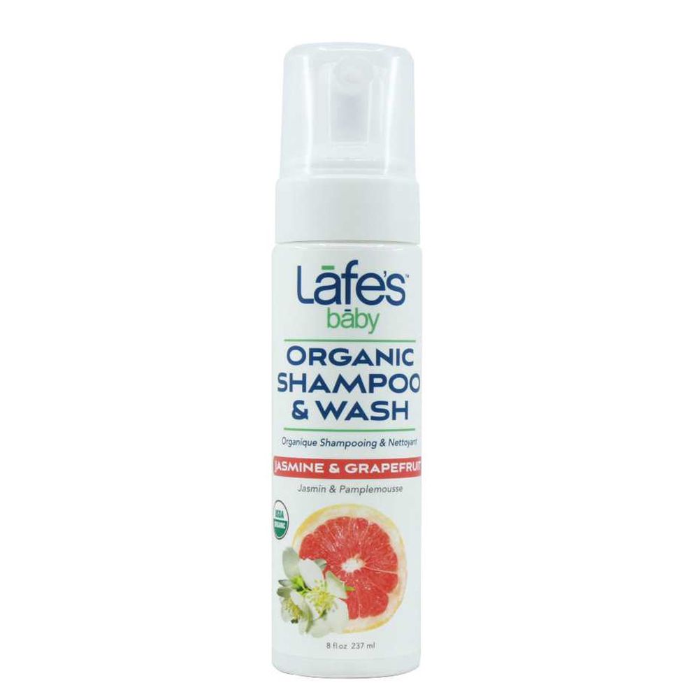 美國 Lafe's organic - 嬰兒洗髮沐浴慕絲-茉莉柚香-237ml