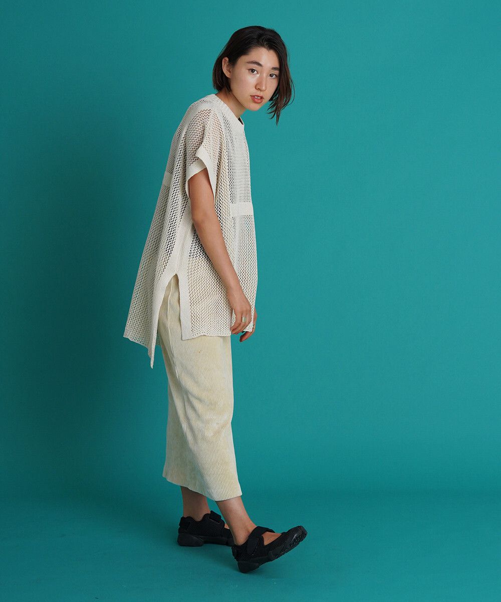 日本 Bou Jeloud - 設計感透視網狀短袖針織背心-深灰