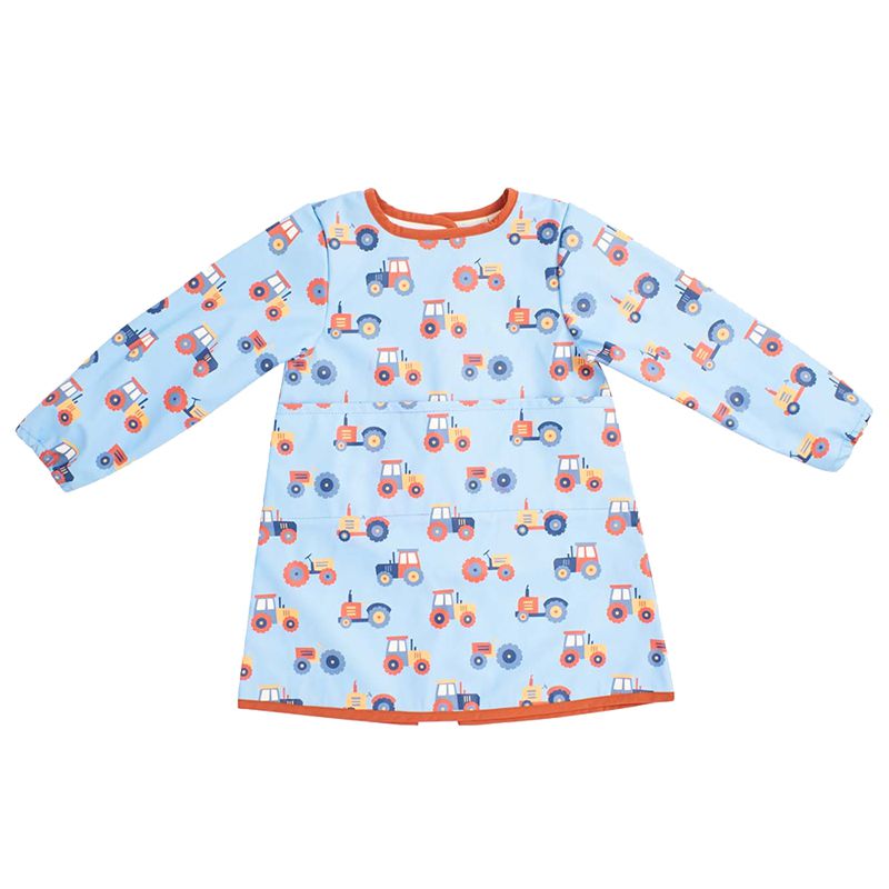 英國 JoJo Maman BeBe - 兒童多功能防髒防水學習衣/畫畫衣-拖拉車 (1-3 Y)