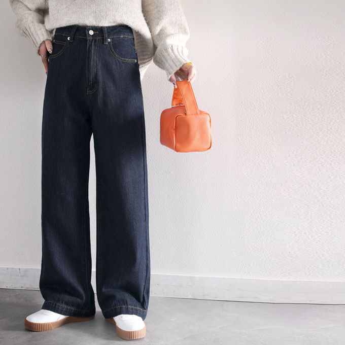 日本 Classical Elf - 熱銷必收！純棉厚磅顯瘦美腳寬褲-海軍藍