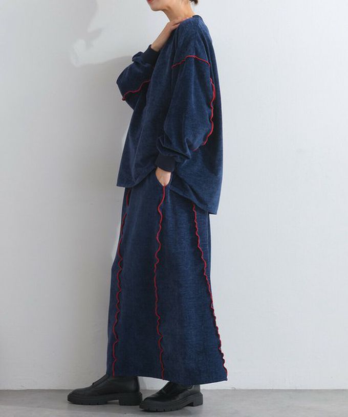 日本 Lupilien - 木耳縫線休閒絨面長袖上衣-煙燻粉