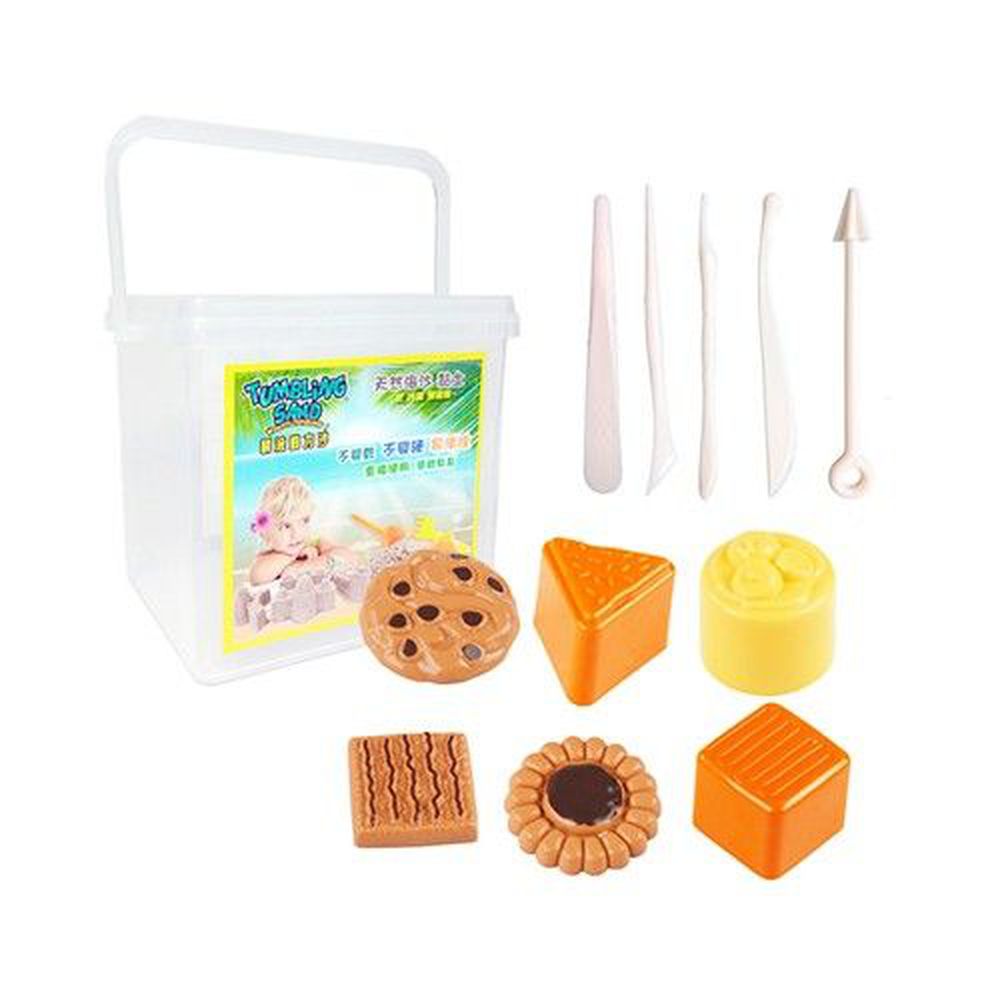 TUMBLING SAND 翻滾動力沙 - 1KG餅乾模具組-1KG沙(原色)+收納盒+餅乾模具6件組+沙雕工具5件組
