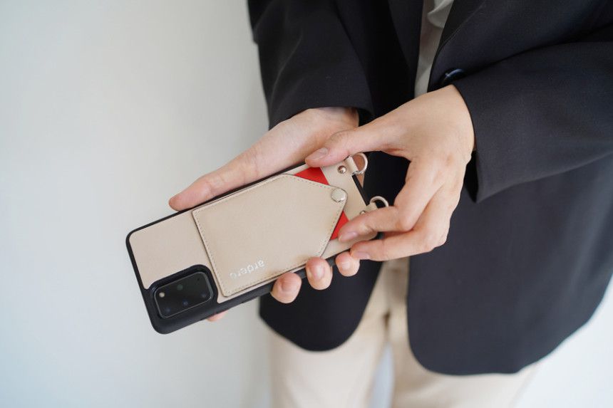 韓國 ARDERE - 附卡夾背繩防摔手機殼-薰衣紫