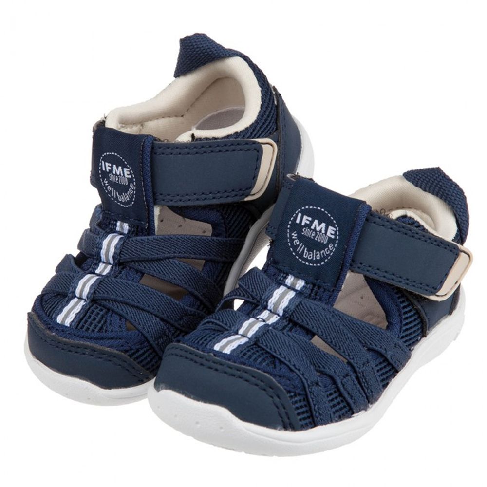 日本IFME - 軍藍和風寶寶機能水涼鞋