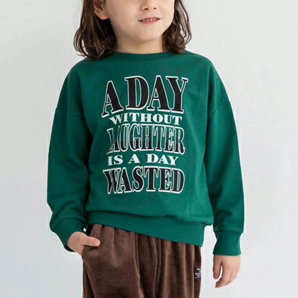 百搭落肩縮口長袖上衣-A DAY-濃綠