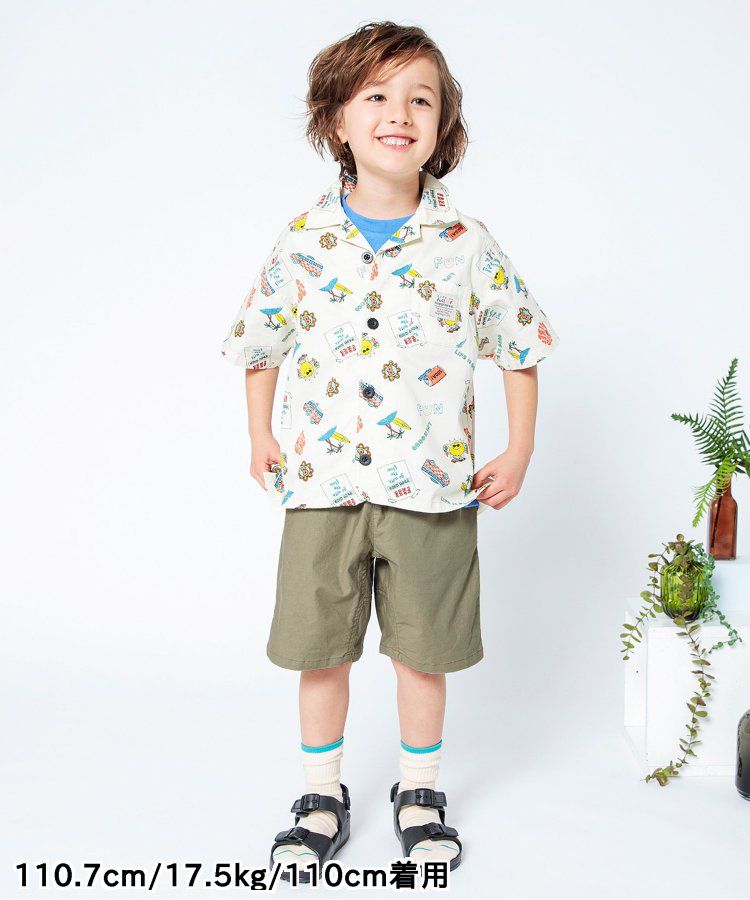 日本 BREEZE - 彩色標籤腰束口休閒短褲-軍綠