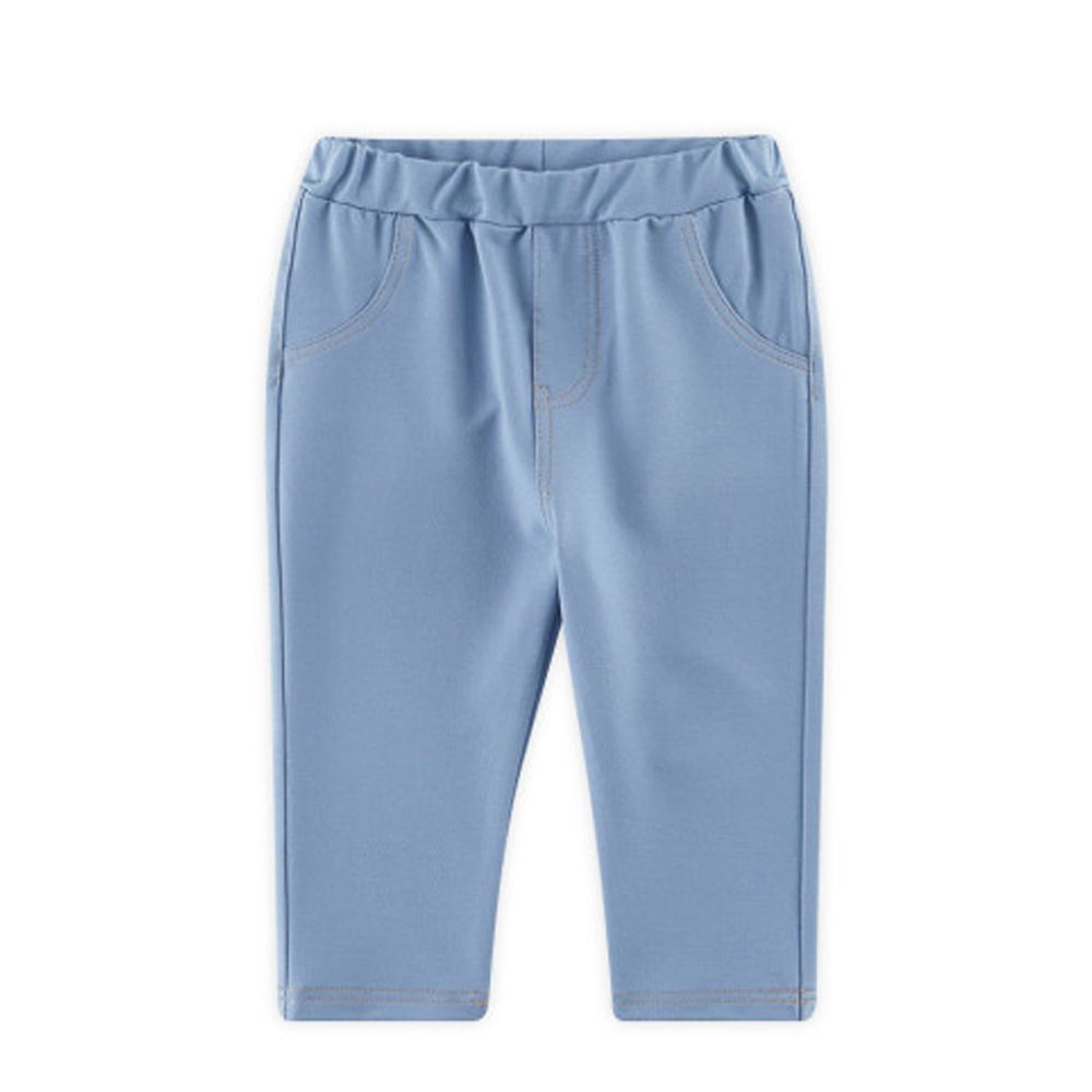 韓國 WALTON kids - 縫線鬆緊褲頭彈力褲-藍