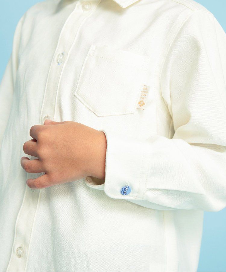 日本 BREEZE - [推薦]氣質系正式領長袖襯衫-素面-米白