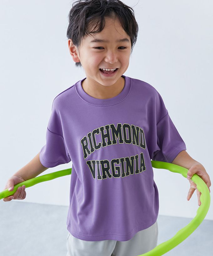 日本 devirock - 速乾網眼超舒適短袖上衣-胸前狗狗-淺灰