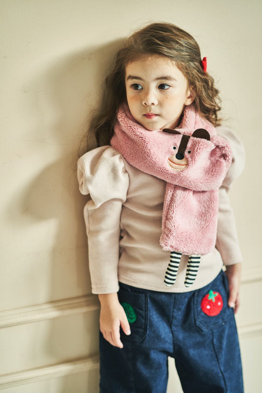 韓國 Mimico - 絨毛動物圍巾-粉紅