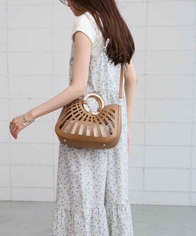 日本 Bab - 2way夏日竹柄鏤空手提/側背包-棕